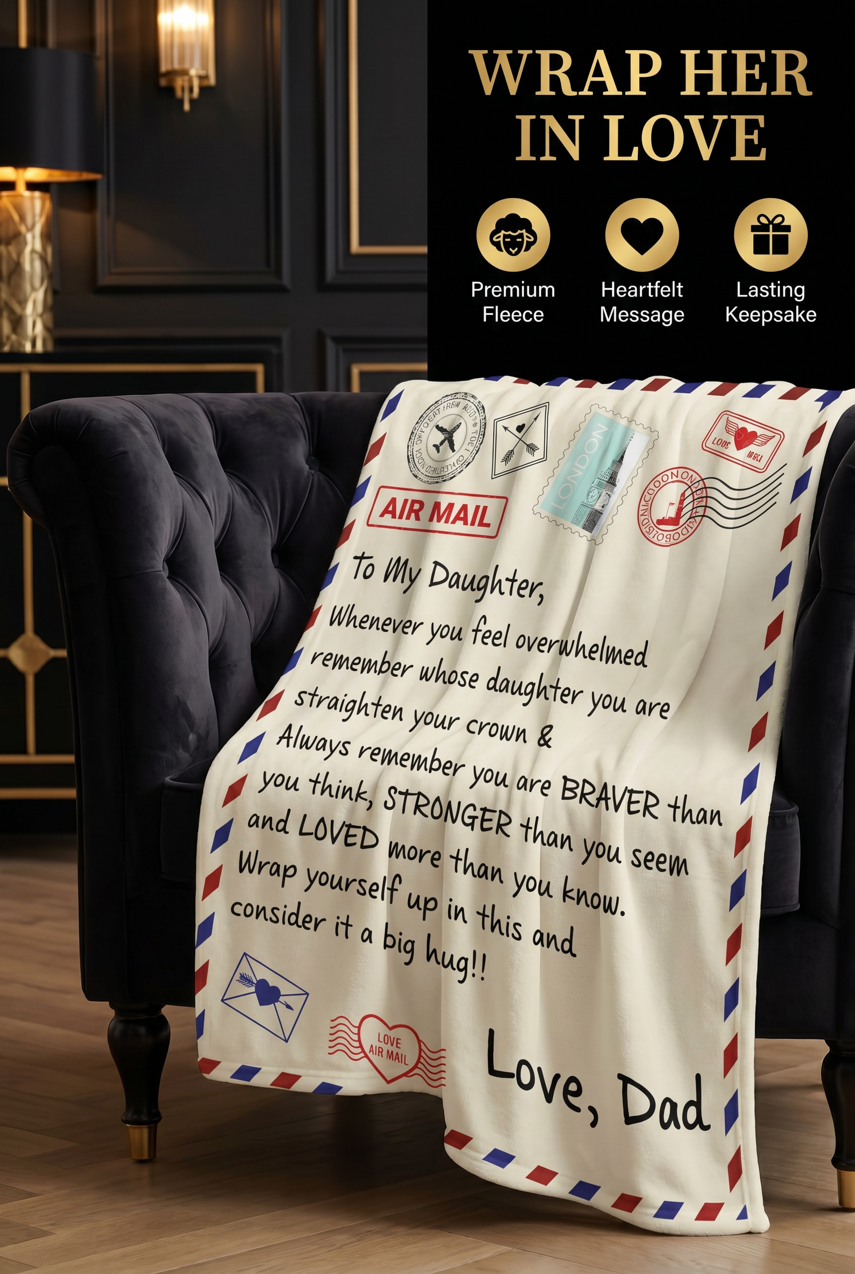 To My Daughter Braver (From Dad) – Sherpa Fleece Blanket